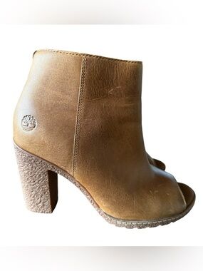 Timberland Tillston Peep Toe Booties in brown leather size 6